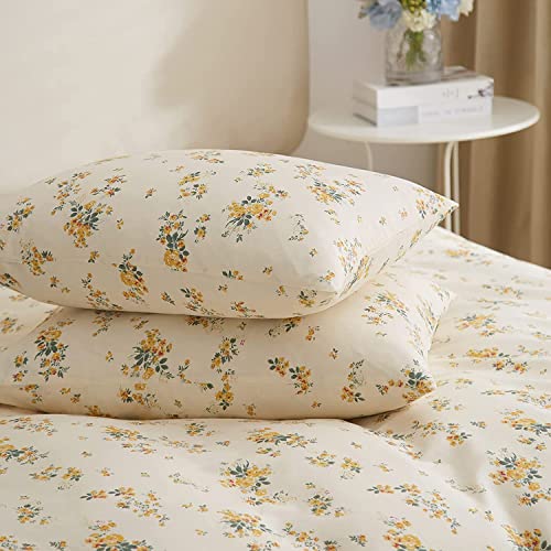 Amwan AMVC413 Yellow Botanical Floral Duvet Cover Queen Chic Garden Bedding Sets Cotton Aesthetic Comforter Vintage Flower thumb #4