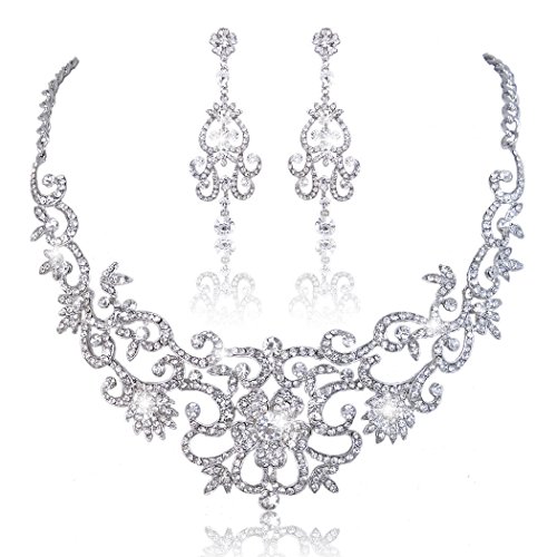 Gorgeous Austrian Rhinestone Crystal Bib Necklace Earrings Set Bridal Prom N1515 #TOP18