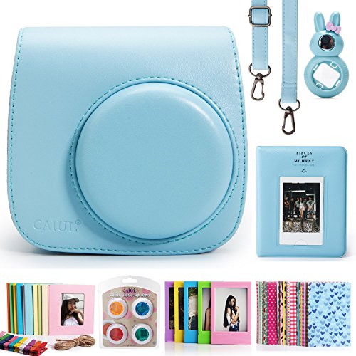 Image of CAIUL 7 in 1 Fujifilm Instax Mini 8 8+ 9 Instant Film Camera Accessories Bundles (Blue Instax Mini 8 Case / Mini Album / Close-up Selfie Lens /Color Filters / Wall Hang Frames /film Frame / Film Stickers)