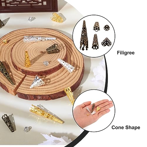 Cheriswelry 450pcs Filigree Flower Bead Caps 5 Styles Tibetan Cones Bead End Caps Spacers for Earring Jewelry Making Hole: 1-2mm - Image 4