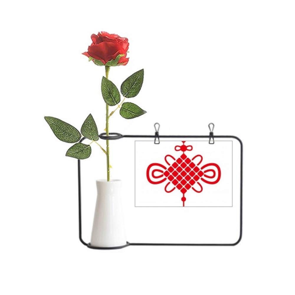 Rose artificielle nœud en porcelaine rouge objet déco suspendu intérieur