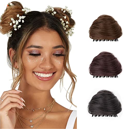 Cat Ears Hair Donut Chignon Claw Clip In Messy Hair Bun Space Bun Hair Pieces Cat Ears Bun Hair Extensions Wig Accessory Ponytail Hairpieces For Women Girls (Light Brown) #TOP2