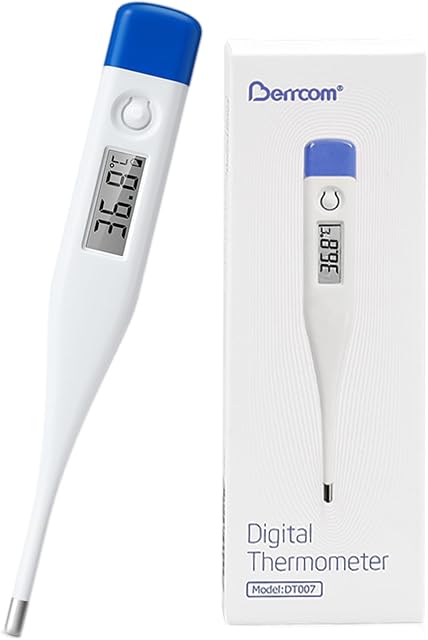 Berrcom Digital Thermometer for Adults and Kids, Oral and Underarm Thermometer for Fever with 30 Seconds Fast Reading, C/F Switchable Rectal Thermometer for Babies