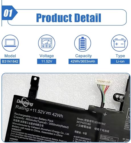 Image of WISTAR B31N1842 Laptop Battery for Asus VivoBook S15 S531FL S531FA K531FA S531FA-BQ028T X531FA-2S Series Notebook 0B200-03440000 C31N1842