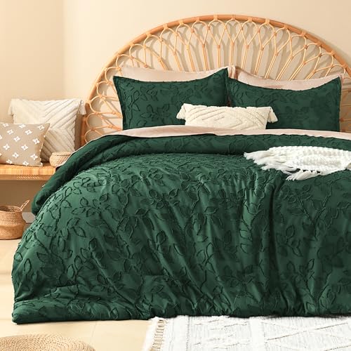 Litanika Queen Size Comforter Set Emerald Green, 3 Piece Dark