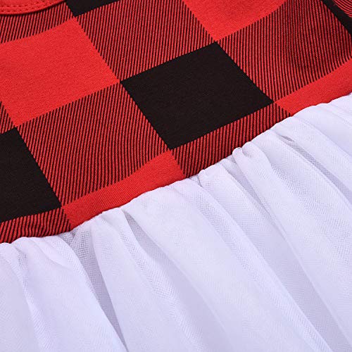 GLIGLITTR Toddler Baby Girls Christmas Outfits Striped Santa Claus Xmas Deer Print Party Dress Clothes Outfit (Red+White, 120(3-4T)) - Thumbnail 7