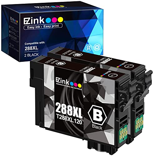 E-Z Ink (TM) Remanufactured Ink Cartridge Replacement for Epson 288 288XL T288XL High Yield to use with Expression Home XP-440 XP-446 XP-330 XP-340 XP-430 XP-434 Printer (2 Black)