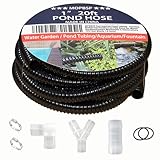 MPOBSP Corrugated Pond Tubing - Flexible, Kinkproof, Reinforced PVC Hose for Water Gardens, Pumps, Waterfalls & Aquaculture (20 Feet Black, 1.0 Inch)
