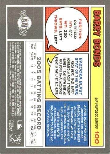 Miniatura 2 de 2006 Bazooka #100 Barry Bonds MLB Baseball Trading Card