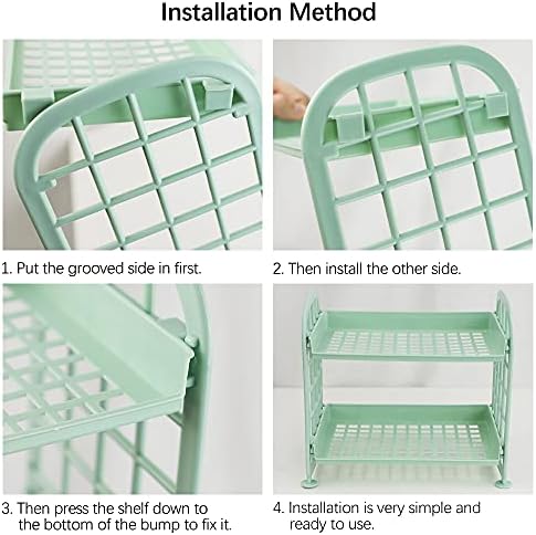 QUMENEY Desktop Rack Cosmetic Stationery Storage Holder, 2-Tier Multifunctional Plastic Shelf Makeup Organizer for Skincare Office Kitchen Bedroom Bathroom Home Light Purple