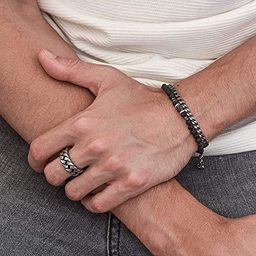 Mens Bracelet - Cuff Chain Bracelet Made Of Silver Plated Stainless Steel - 3Mm Thickness Bracelet For Men - Fits 7"-8" Wrist Size #TOP3