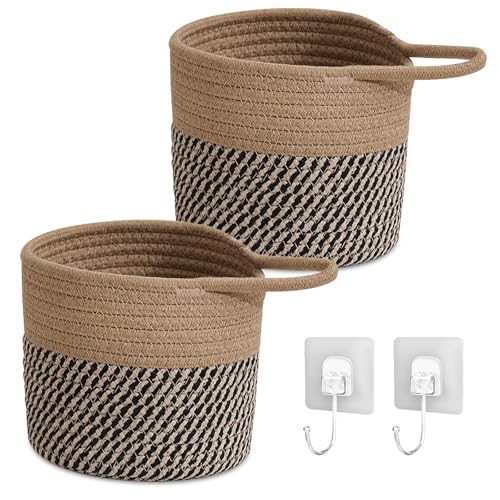 2 Stück Hängekorb, Wandkörbe Baumwollseilflechten 15 x 16 cm...