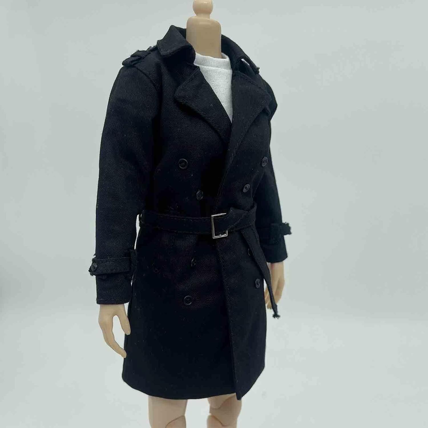 Generic 1/6 Trench Coat for 12in Doll Models, Clothing Accessory , Black