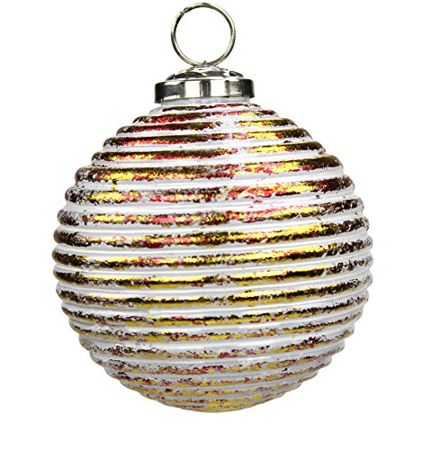 DECOLINE Glas Weihnachtskugeln 4 Stück Strudel Ø 10cm rot/Gold