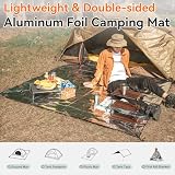 HIKEMAN Odblaskowa aluminiowa mata kempingowa, ultralekka izolacja z folii aluminiowej, dwustronna aluminiowa pianka do spania, mata podłogowa na zewnątrz, kemping, wędrówki, piknik (180 x 200 cm)