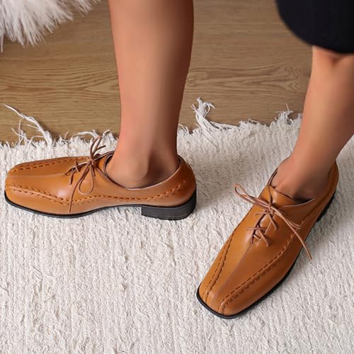 Gicoiz Lace Up Oxford Women Office Work Derby Square Toe4