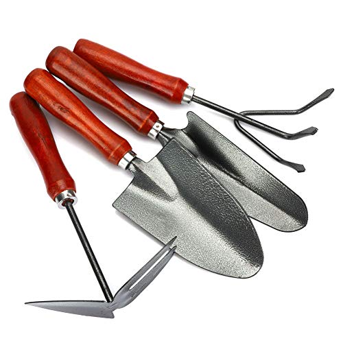 Kit de pá espada, kit de ferramentas de jardinagem com 4 peças multifuncional com pás de jardim para