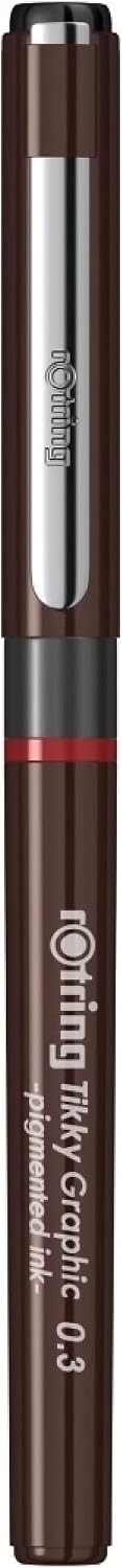 rOtring Tikky Fine Liner Fiber Tip Graphic Pen, 0.3 mm, Black Ink (1904753)