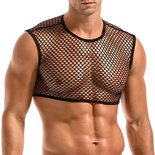 Camiseta corta de red para hombre ideal para noches de fiesta de verano y club