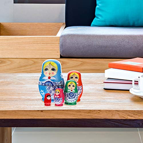 Toyvian Russische Matroschka Puppen 5 traditionelle Babuschka Matrjoschka Holzpuppen Mädchen Figuren Stapeln Puppen Spielzeug Geschenk für Kinder Geburtstag 11 cm hohe Zufälliger Stil