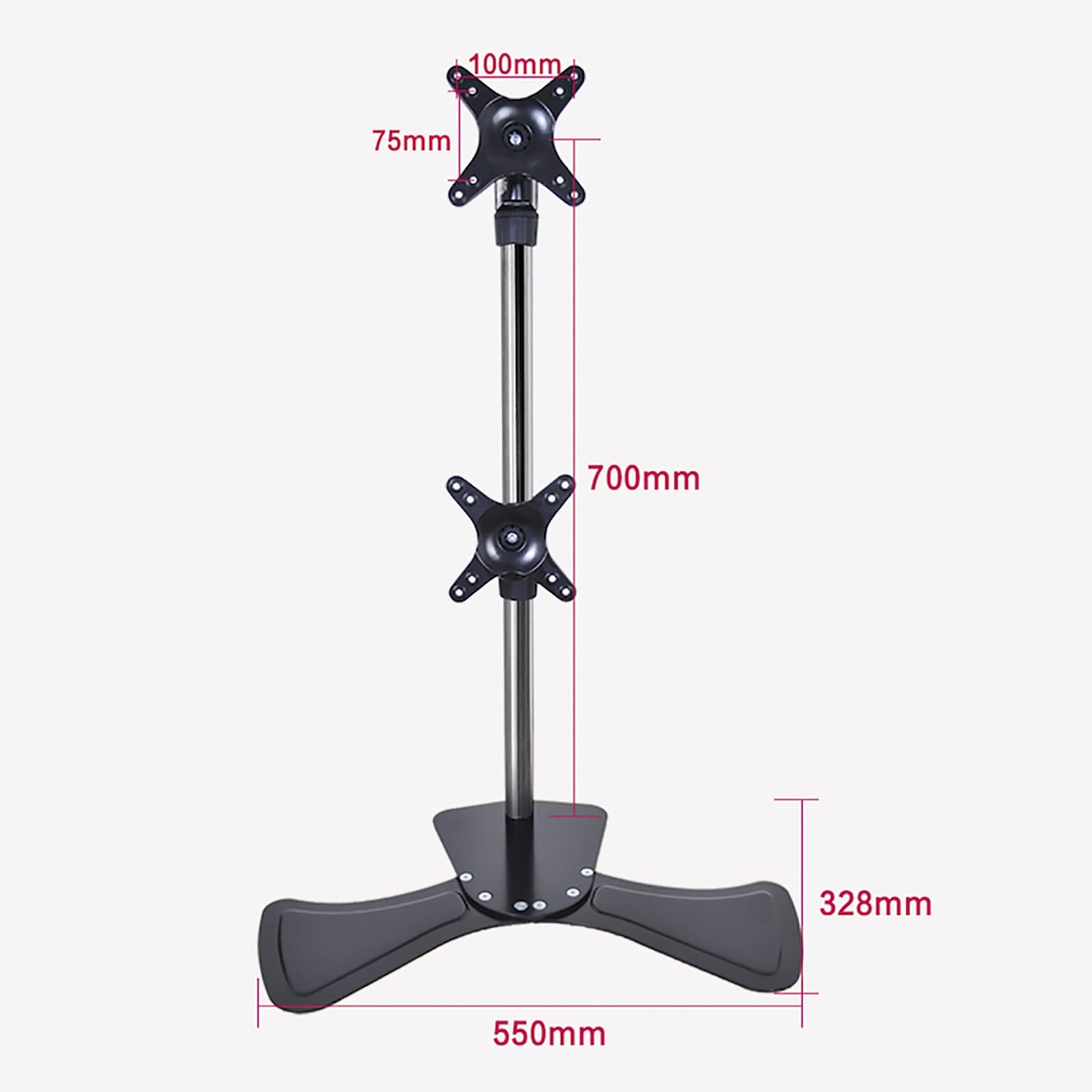Supporto per Doppio Monitor, Supporto per Monitor Regolabile in Altezza con Base in Metallo, Compatibile con La Maggior Parte degli Schermi da 17 A 27 Pollici, può Contenere Due Schermi.