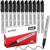 EXTRIC Permanent Markers Black, 12 Count Fine Point Markers, Quick Drying, Works on wood, Paper, Plastic, Metal and Glass, for Home, Office and School use