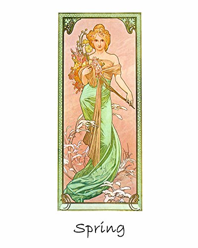 Artdash Brand Premium Art Nouveau Reproductions (Set Of 4 Prints): The Seasons By A.mucha C.1900 #TOP1
