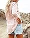 OMSJ Women's Striped Button Down Shirts Casual Long Sleeve Stylish V Neck Blouses Tops with Pockets (XL, Pink)