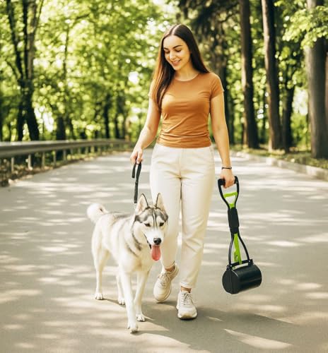 Image of Dog Pooper Scooper, Pooper Scooper for Dogs - Heavy Duty Pooper Scooper for Pet Waste Removal, Effortless Foldable Dog Poop Pick Up Tool (Green) MEGAVICXEL
