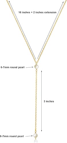 Miniatura 2 de Collar en Y de oro para mujer, delicado collar de Lariat, collares de perlas en forma de Y, collar con colgante de gota de cristal de diamante