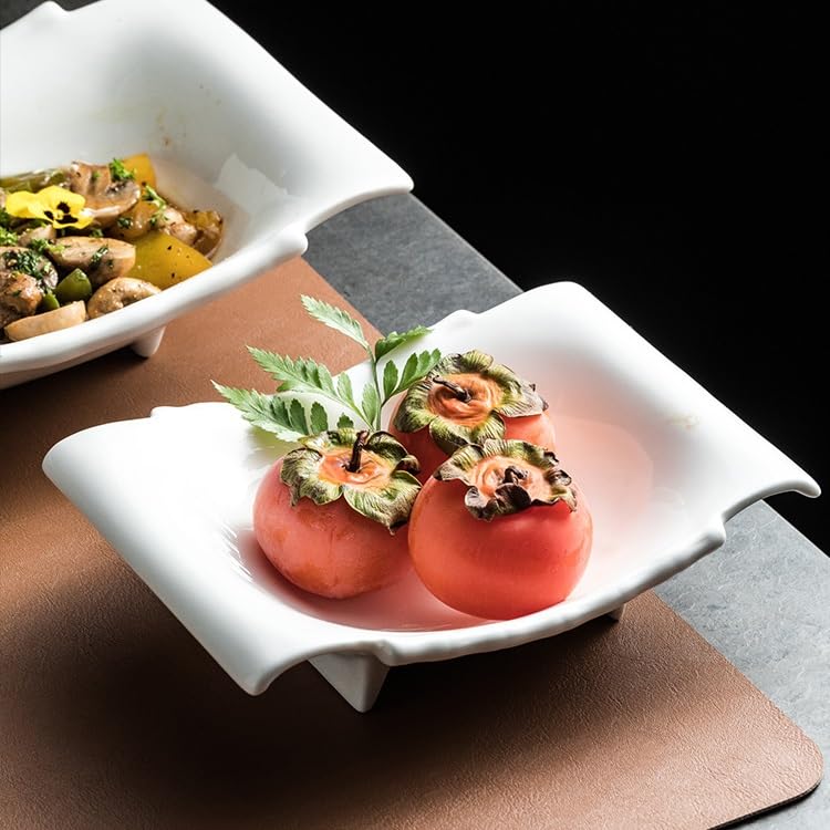 Piatti Piatti Piatti 8 pollici Ceramica Bianca Insalata di Verdure, Stoviglie Creative Forma Speciale, Adatto per Tavoli di Hotel e Stoviglie da Ristorante Piatti Piatti Piatti Impilabili
