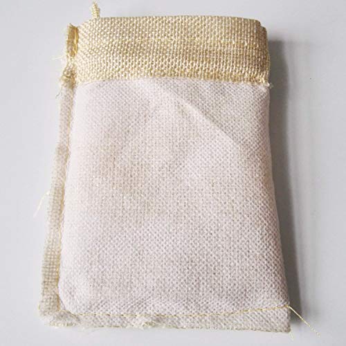 Gold Fortune 50-Pack Cream Burlap Gift Bags with Drawstring - Adjustable Reusable Jewelry Pouches for Christmas, Holiday Wedding, Birthday Party Favors - 4x6 Inches Eco-Friendly Treat Bags (50 Count) - Thumbnail 4
