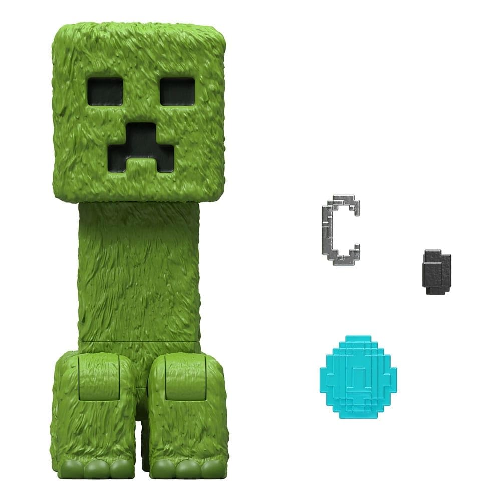 Mattel Minecraft Creeper Figurka akcji 10 cm do ustawiania w różnych pozach i akcesoria, zabawka inspirowana filmem „Minecraft: Film”, JFR58