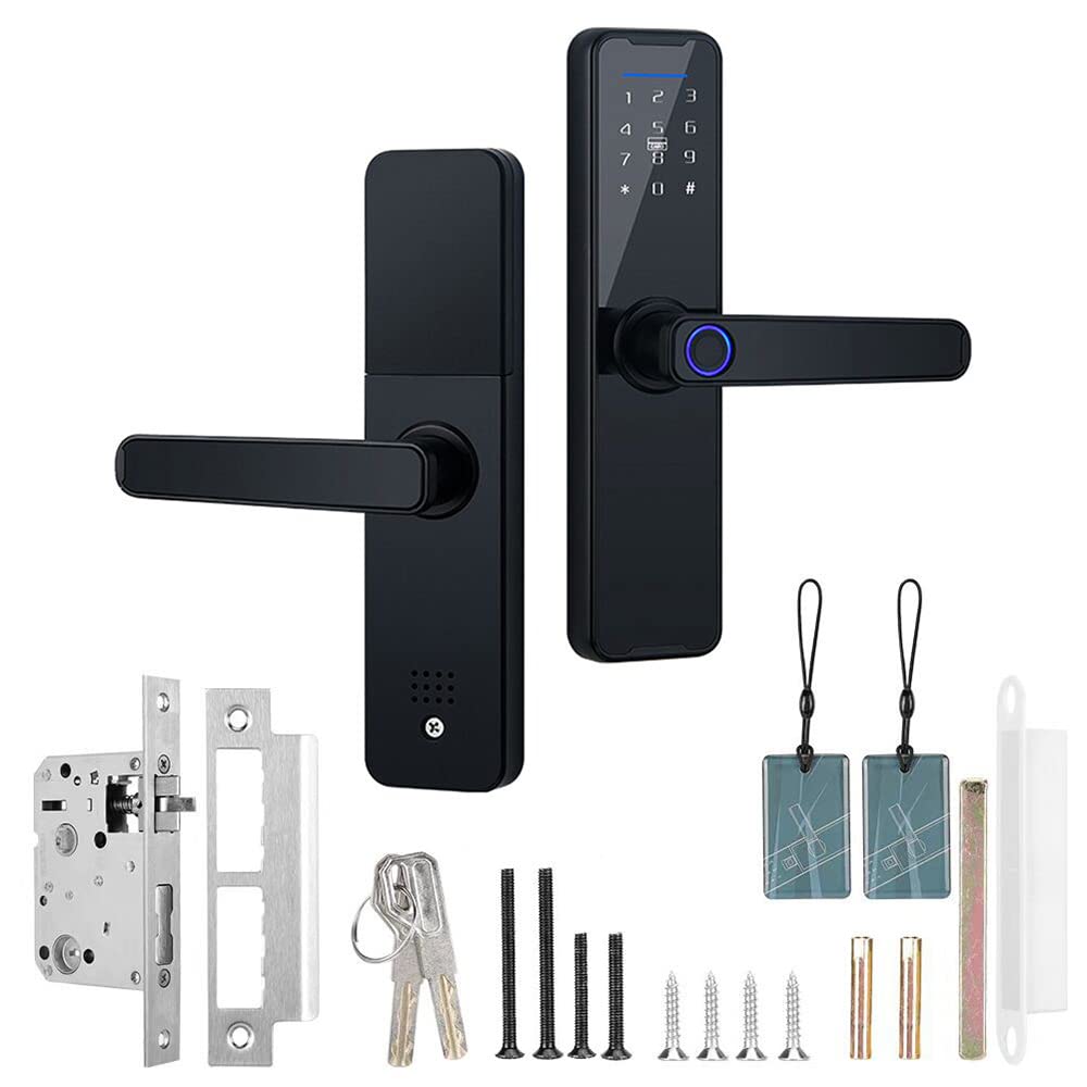 YUHOME Serrure intelligente à empreintes digitales et clavier - Serrure de porte électronique avec poignée - Serrure de porte intelligente pour une sécurité renforcée