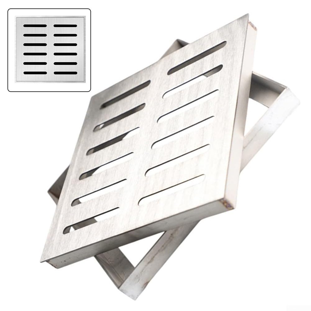 Grille de drainage en acier inoxydable pour l'extérieur 200 x 200 x 30 mm 300 x 300 x 30 mm Argenté Design trou double rangée (300 x 300 x 30 x 3 mm)