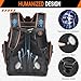 Tool Bag Backpack - Heavy Duty Tool Backpack, HVAC Tool Backpack Bag Organizer, Electrician Tool Bag with Laptop Compartment, Waterproof & Slip-Resistant Molded Base, Combination lock & 1680D - Black