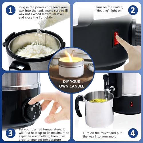 12L 16L 20L 30L Derretedor de cera para fabricação de velas com 100 pavios, 2 molduras fixas, 5 fita