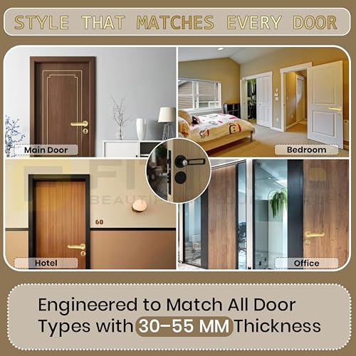 Image of Nice Mortise Door Handle Lock Set /Premium Zinc Alloy Door Handle with Locks /Heavy-Duty Main Door Handle with Lock for Home, Office & Hotel Doors - 3 Years Warranty (Black Matt)