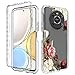 Tothedu Phone Case for Honor X9 (4G/5G)/Honor X30/Honor Magic4 Lite Case with Tempered-Glass Screen Protector, Cute Clear Floral Pattern Full Body Protective Cover Cases for Huawei Honor X9 (Flower)
