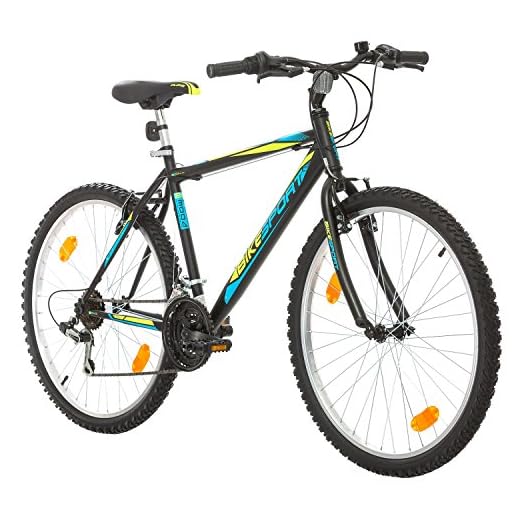 Bikesport Active Bicicleta de montaña Tamaño de Rueda 26" Tamaño de Cuadro: 46 cm, 18 velocidades (Negro Azul Verde, XL)