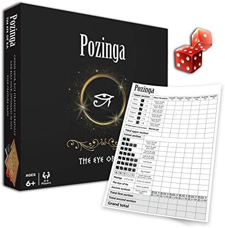 Yahtzee Pozinga Board Game for the whole Family | Dice Scoreboard Pawns and Playing Cards
