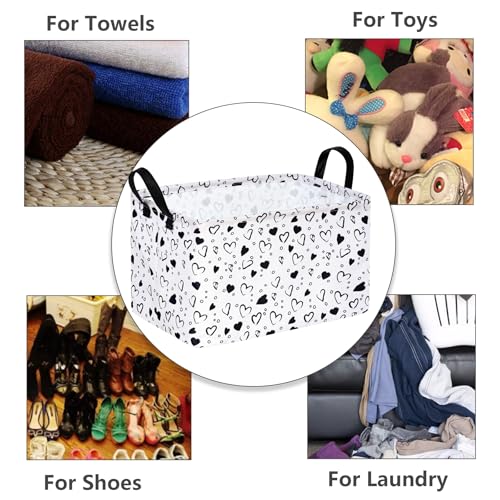 Image of MAIZMZ Girls Empty Gift Basket Heart Print Storage Cube for Women, Closet Shelf Organizer Bins with Handles Nursery hamper Kids Toys Books Box Room Deco