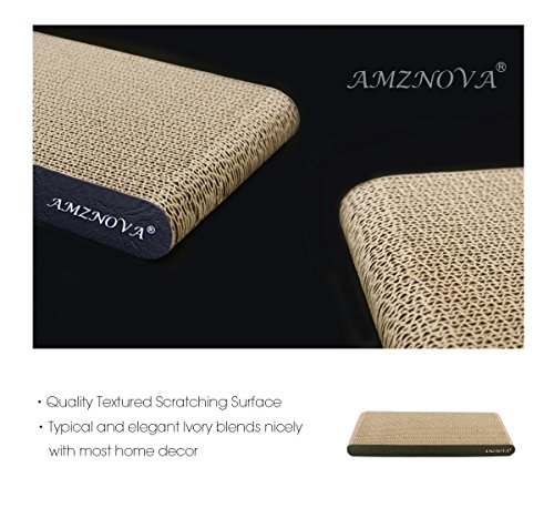 Image of AMZNOVA Cat Scratcher, Durable Cardboard, Cat Scratching Pad with Catnip, Narrow, Textured Black(Upgraded)