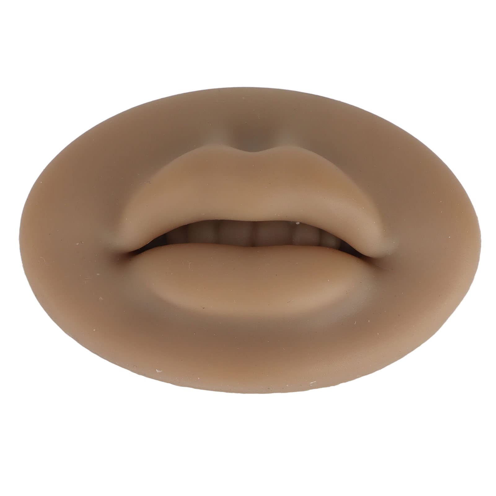 ZJchao Silicone Fake Skins for Lips, 3d Lips Practice Semi Permanent Skin Fake Lips Fake Skin Lips Open Mouth Silicone Lips Model Microblading Practice Skin for Training Lips Makeup Artists (Brown)