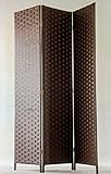 JUANIO Biombo de 3 Paneles Trenzados en Fibras Naturales, marrón Oscuro - 180 x 135 cm