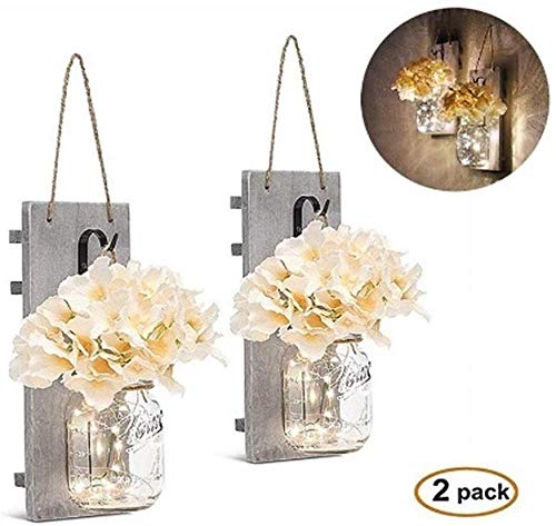 Preisvergleich Produktbild MonthYue Einmachglas Led-lichterketten - Silk Hydrangea Flower Scheinwerfer Mit Einmachglasleuchtern Für Wanddekoration Home Kitchen Decoration,4PCS