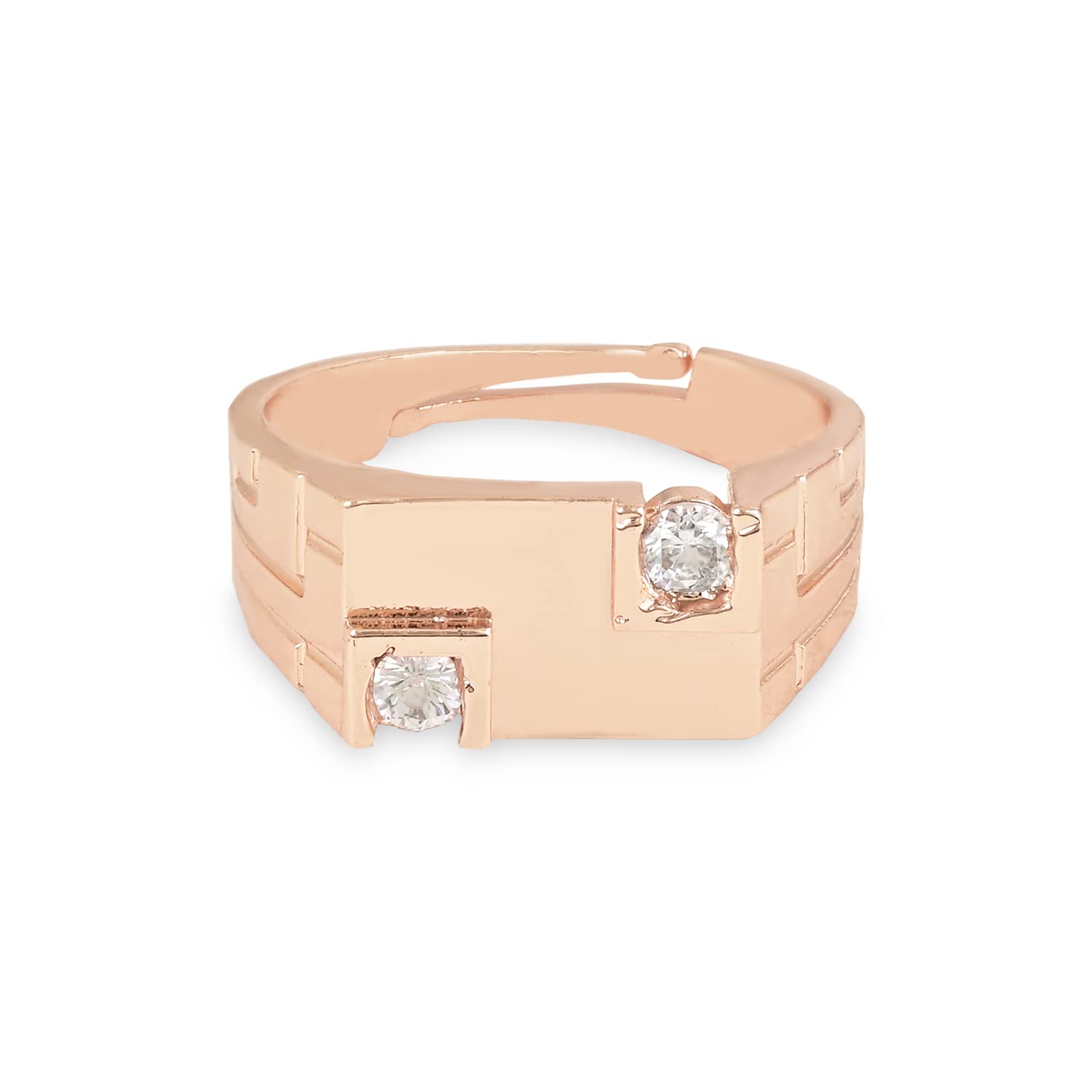 I Jewels Stylish Rose Gold Plated Cubic Zirconia American Diamond Adjustable Finger Ring For Men & Boys (FL233RG) (B0BSH963L8) Amazon Price History, Amazon Price Tracker