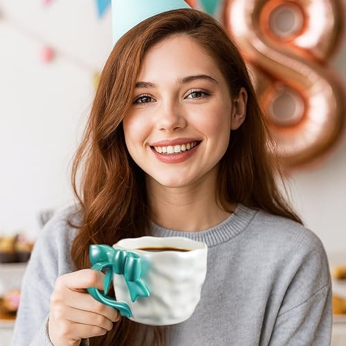 Taza de cerámica con lazo 11oz, blanca y azul miniatura 6