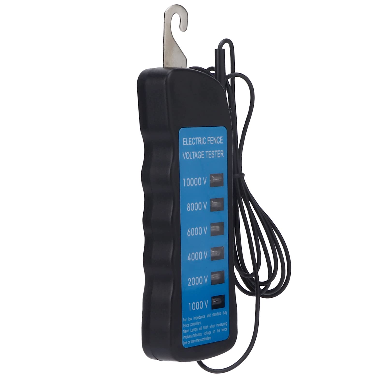 Probador de Cerca Eléctrica, 1000-10000V, Herramienta Portátil Impermeable con Luz de 6 Partes, Mide Tensión para Alambre
