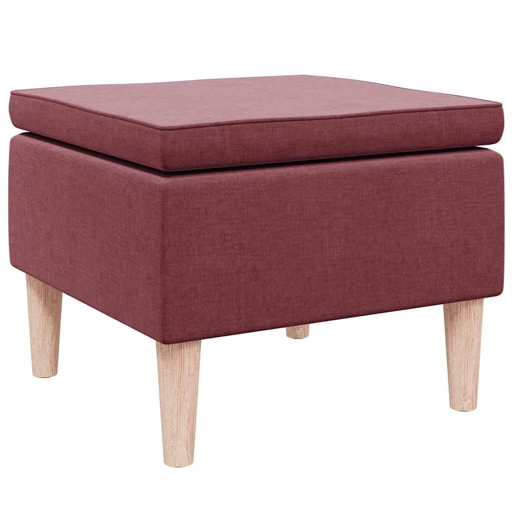 Generico Poggiapiedi con Gambe in Legno Rosso Vino in Tessuto,Rosso,6kg,329449